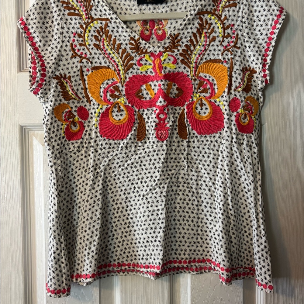 THML Embroidered Floral Women's Top